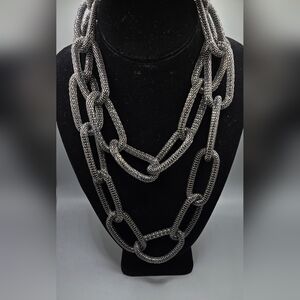 Lisa Freede Mesh Chain Necklace Chunky Oversize Flexible Links Lightweight 40"